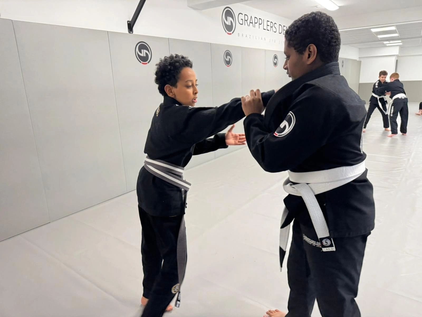 Kids BJJ students sparring